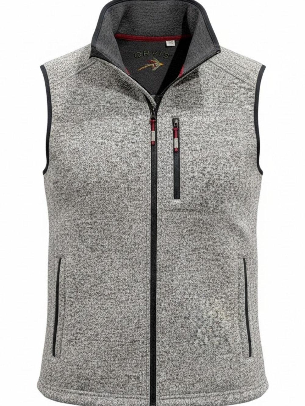 Orvis Sweater Fleece Vest Mens XL Extra Large Gray Heather Fish Hike Camp Warm